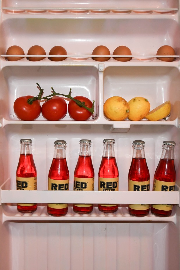 Interior of the fridge door.