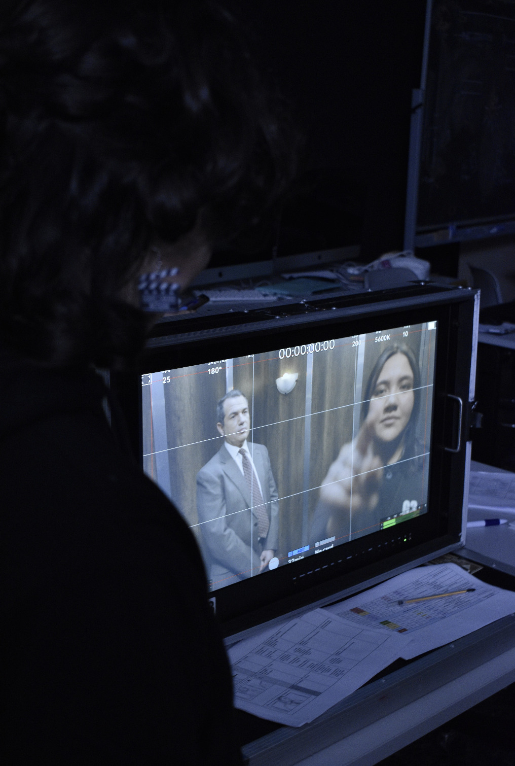 Fotografia d'un dels dies de rodatge on es veu a l'equip treballant